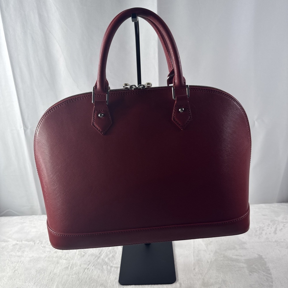 Pulicati Red Italian Leather Dome Bag - Picture 2 of 8